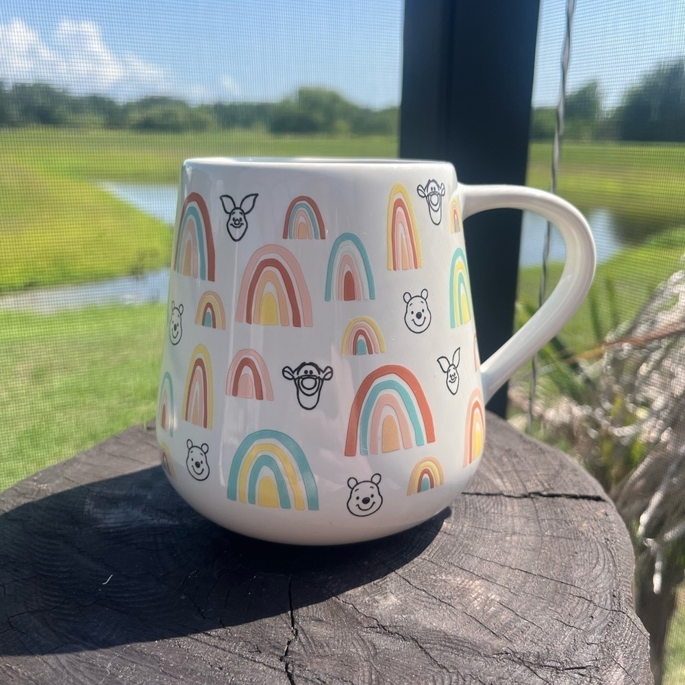 Disney Parks Winnie The Pooh Rainbows Mug Cream 21oz Stoneware Piglet Tigger